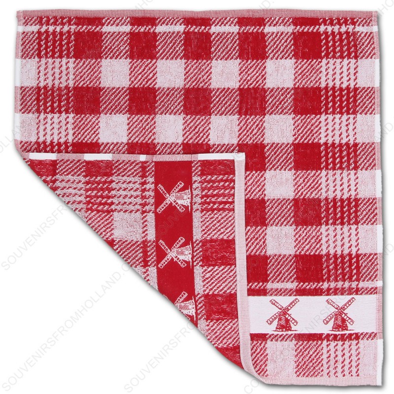 Windmill Red Kitchen Towel 50x50cm