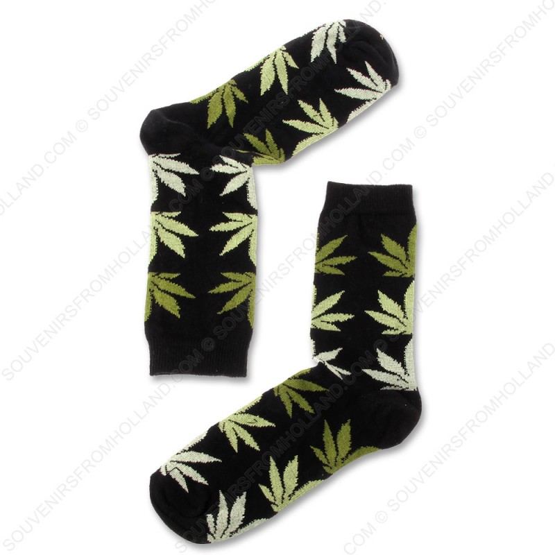 Socks Black Cannabis - Size 35-41