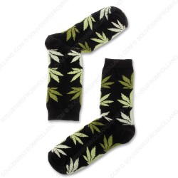 Socks Black Cannabis - Size 40-46