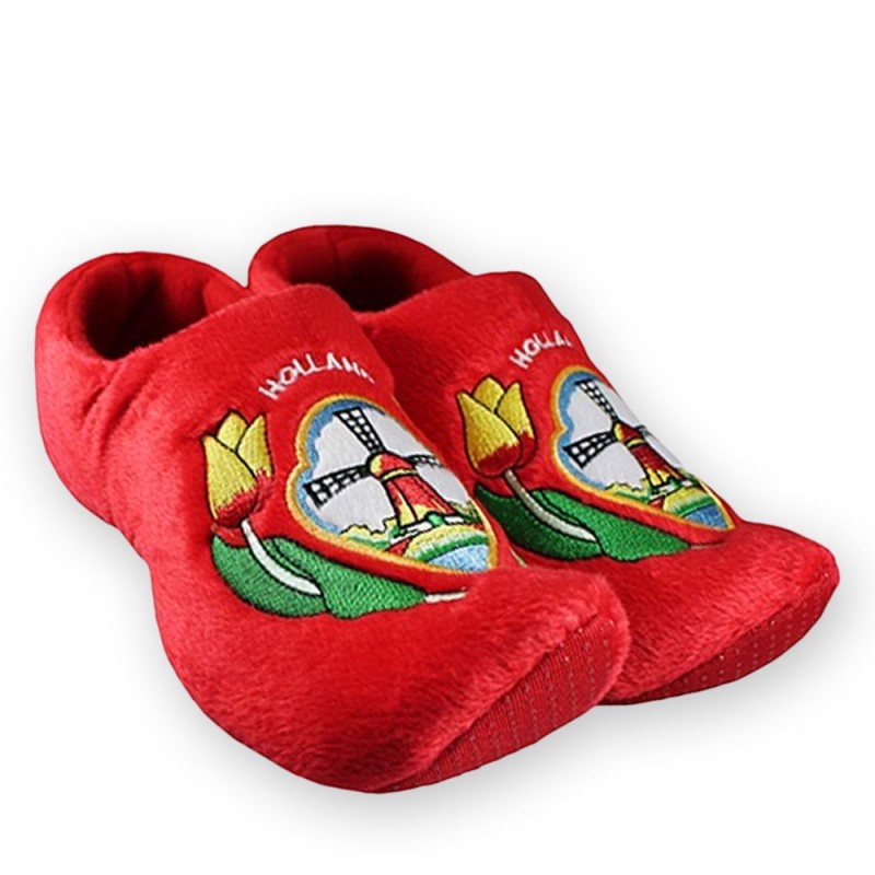 Dutch Clog Slippers Red Tulips Windmill