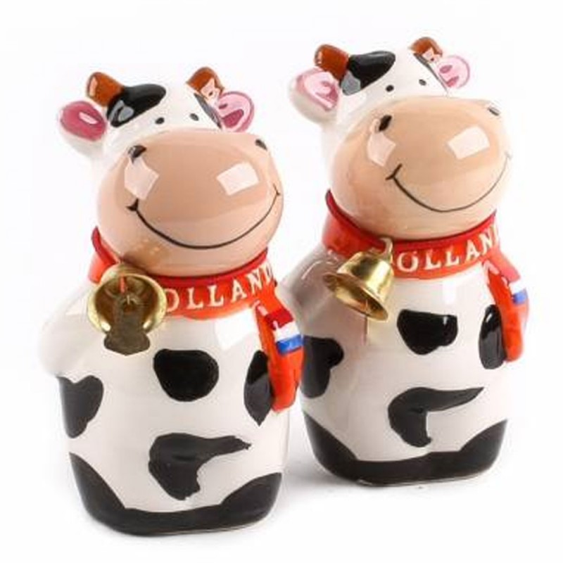 Salt and Pepper Cow with Bell Small - 8cm
