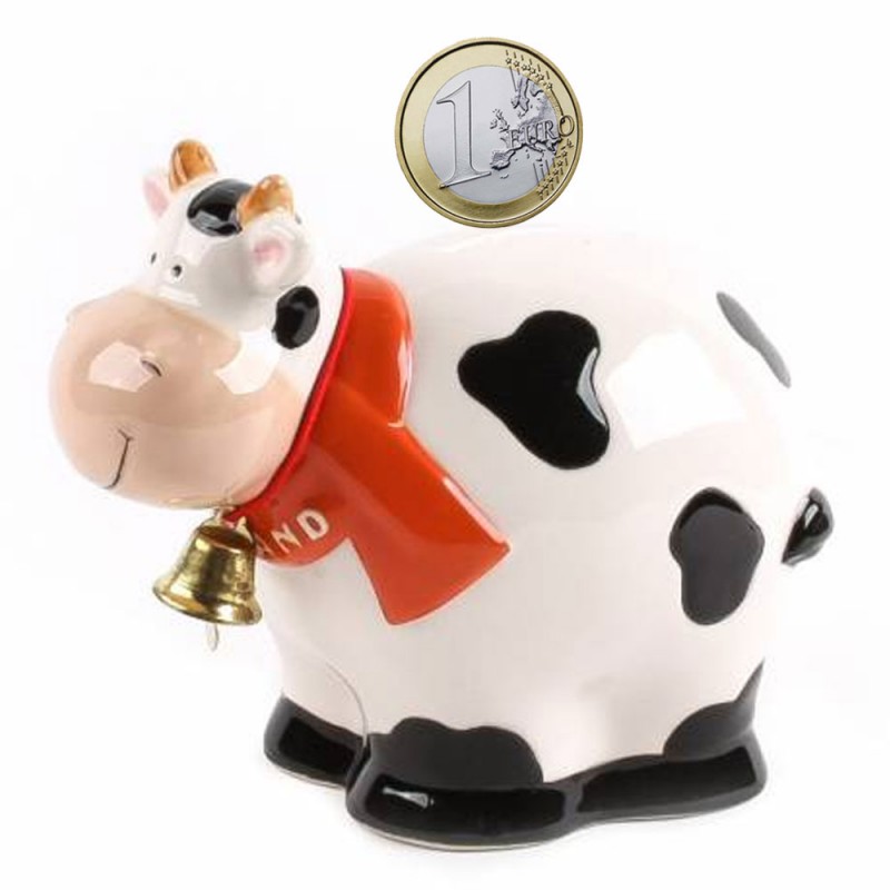 Moneybox Fat Cow with Bell - 10cm