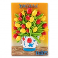 Tulips in Delft Blue vase - magnet