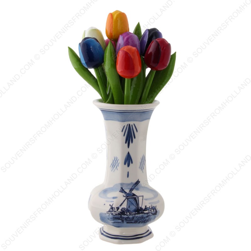 Windmill Delft Blue Vase 15cm Flower Vases • Souvenirs from Holland