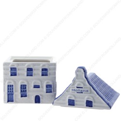 Canal house Storage Jar - Delft Blue - Pointed Gable