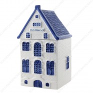 Canal house Storage Jar - Delft Blue - Gabled Roof