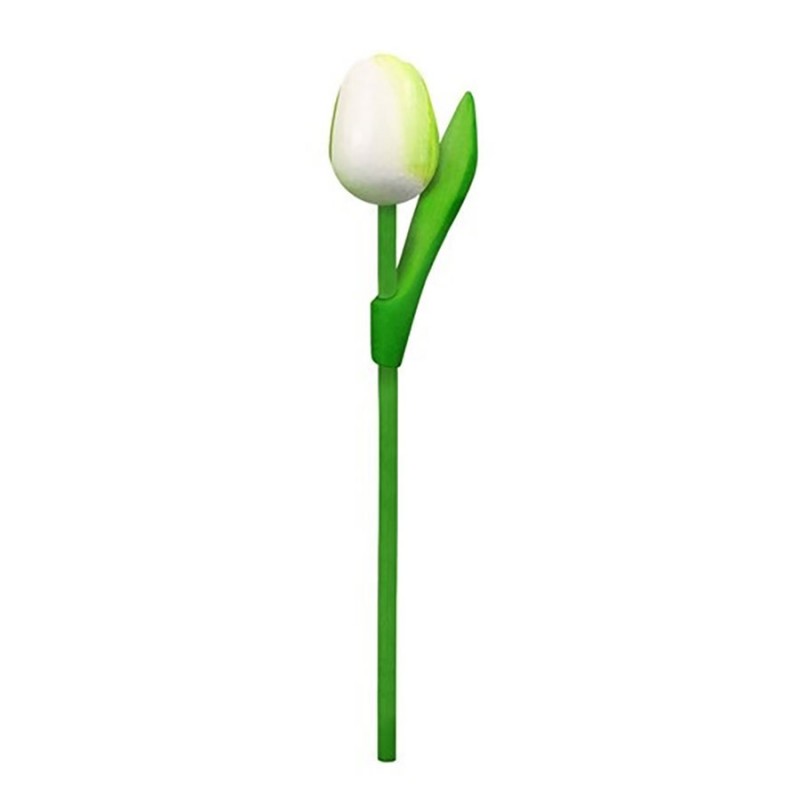 10 White-Green Wooden Tulips 20cm