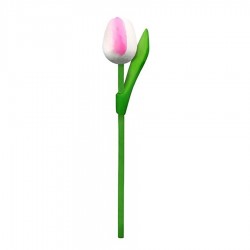 10 White-Pink Wooden Tulips 20cm
