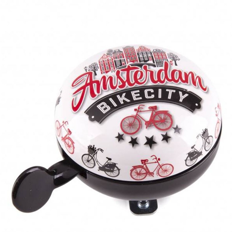 Bicycle Bell White-Black-Red Amsterdam Bike 8cm