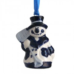 Sneeuwpop met Schep - Kersthanger Delfts Blauw