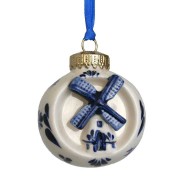 Kerstballen en pegels Kerstbal met Molen - Kerst Ornament Delfts Blauw 