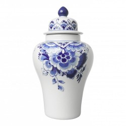 Vase with Lid - Flowers - 20cm Delft Blue