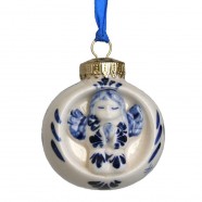 Kerstbal met Engel - Kerst Ornament Delfts Blauw