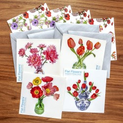 Delft Blue Red Tulips - Greeting Card