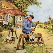 Clogmaker Wooden Shoe maker - Tile 15x15 cm - Color