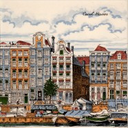 Amsterdam Canal Houses - set of 2 tiles - 30x15cm - Color