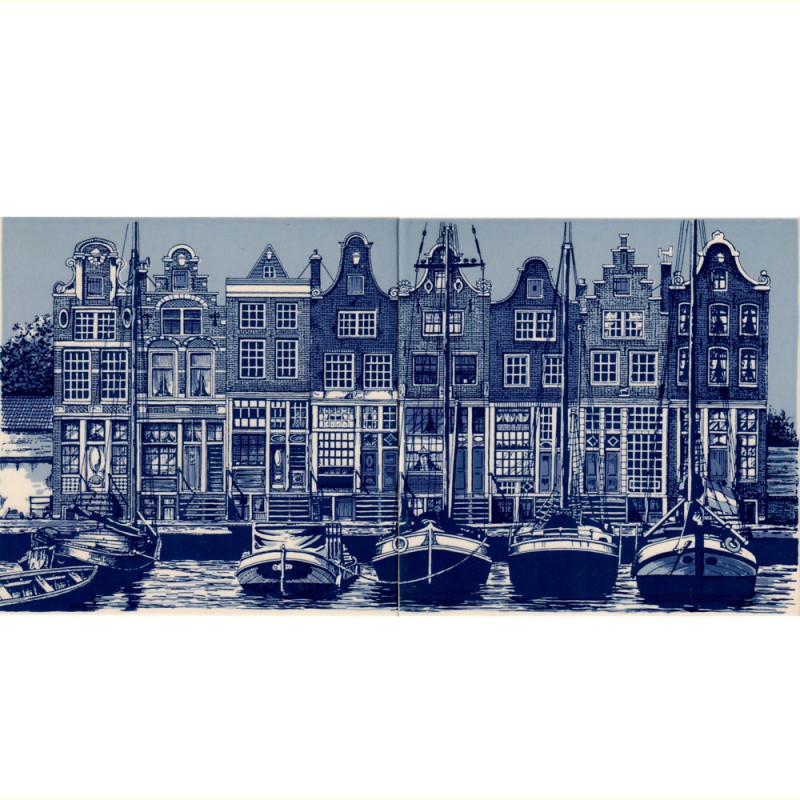 Amsterdamse Grachtenhuizen - set van 2 tegels - 30x15cm