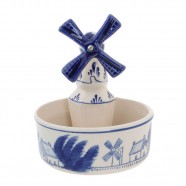 Flower Pot with Windmill - Delft Blue