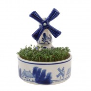 Flower Pot with Windmill - Delft Blue