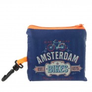 Blauwe Nylon opvouwbaar Amsterdam tasje - 40cm