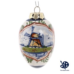 Oval Polychrome Christmas Ornament - Windmill 5cm