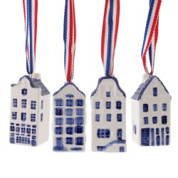Miniature Canal Houses - set of 4 - Delft Blue
