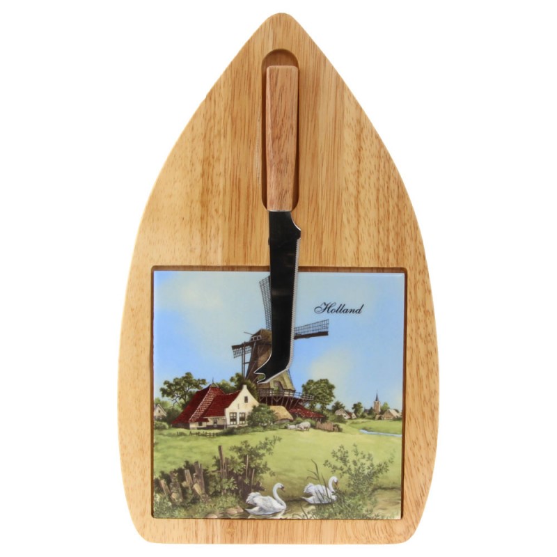 Cheese board and Knife - Windmill Swan Tile