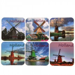 Windmill Holland - Cork Coasters - set of 6 assorti