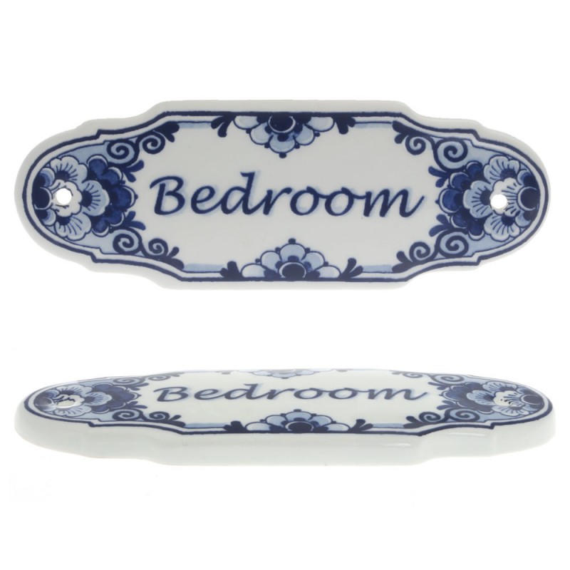 Bedroom Door Sign - Delft Blue