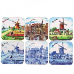 Amsterdam Holland - Cork Coasters - set of 6 assorti