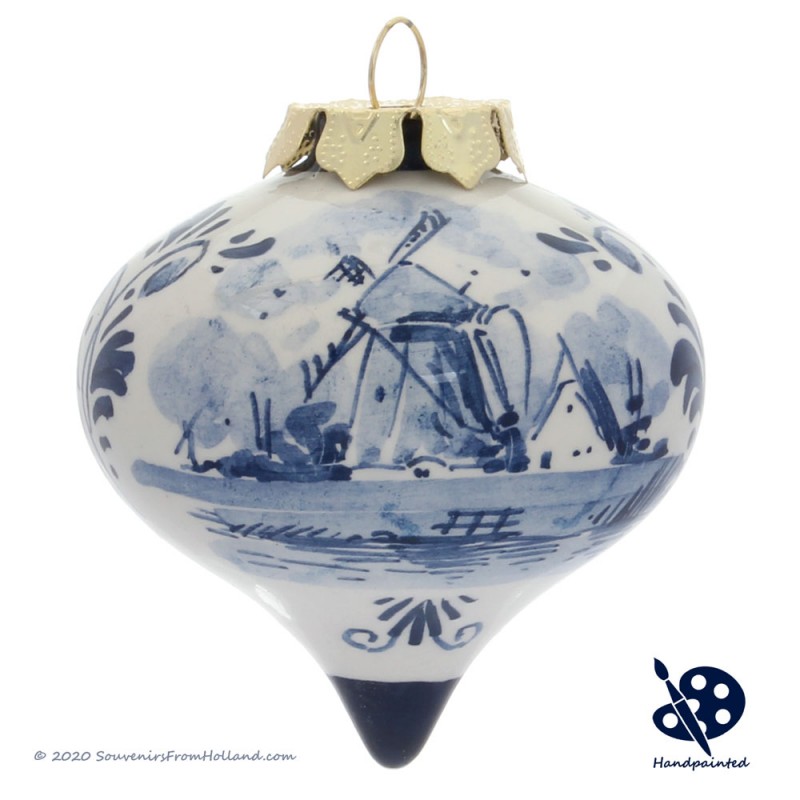 X-mas Dripbal Windmill 6,5cm - Handpainted Delft Blue