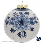 Kerstbal Windmolen B 8cm - Handgeschilderd Delfts Blauw