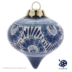 X-mas Dripball Flower 6,5cm - Handpainted Delft Blue