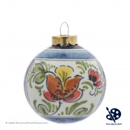X-mas Ball 5cm - Flowers Holly - Handpainted Delftware