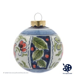 X-mas Ball 5cm - Flowers Holly - Handpainted Delftware