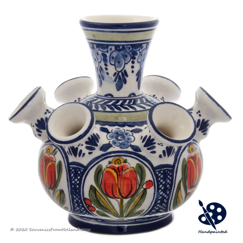 Small Tulipvase Orange Tulips - Handpainted Delftware