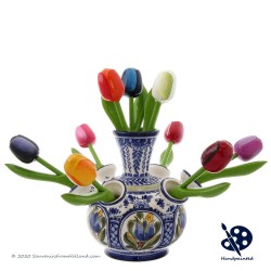 Small Tulipvase Blue Tulips - Handpainted Delftware