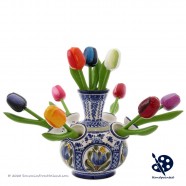 Kleine Tulpenvaas Blauwe Tulpen - Handgeschilderd Delfts Blauw