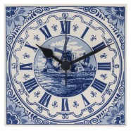 Tile Clock 15cm - Delft Blue