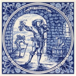 The Winemaker - Jan Luyken professions tile - Delft Blue