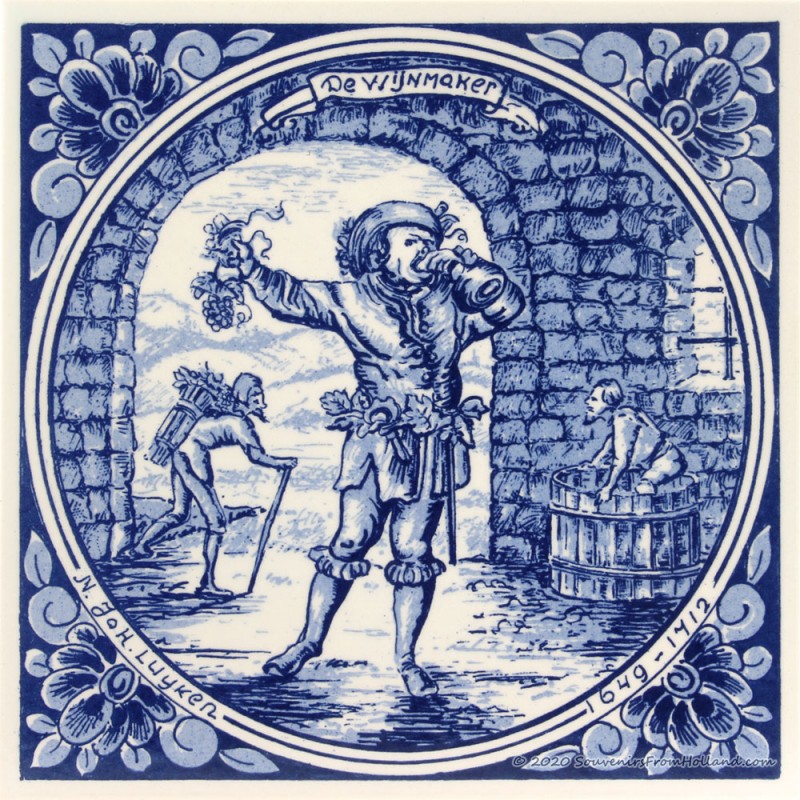De Wijnmaker - beroepentegel Jan Luyken - Delfts Blauw