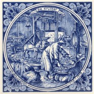 The Grocer - Jan Luyken professions tile - Delft Blue