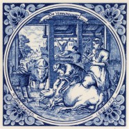 The Butcher - Jan Luyken professions tile - Delft Blue