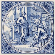 The Cobbler Shoemaker - Jan Luyken professions tile - Delft Blue