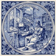 The Astrologist - Jan Luyken professions tile - Delft Blue