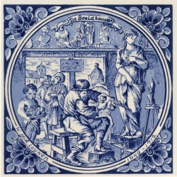 The Sculptor - Jan Luyken professions tile - Delft Blue