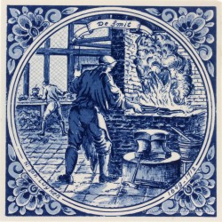 The Blacksmith - Jan Luyken professions tile - Delft Blue