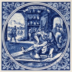 The Potter - Jan Luyken professions tile - Delft Blue