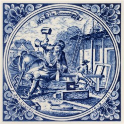 The Carpenter - Jan Luyken professions tile - Delft Blue
