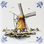 Windmill 1 Vintage look - Delftware Tile 10,7 x 10,7cm